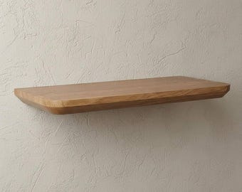 Mensola sospesa in rovere di alta qualità con bordo arrotondato – Mensola da parete in legno massello, staffa nascosta, sporgenza minimalista in rovere naturale