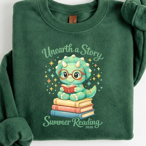 Unearth a Story Summer Reading 2026 PNG , Cute Dinosaur Reading PNG, Kids Library Summer Reading Clipart (Digital Download)