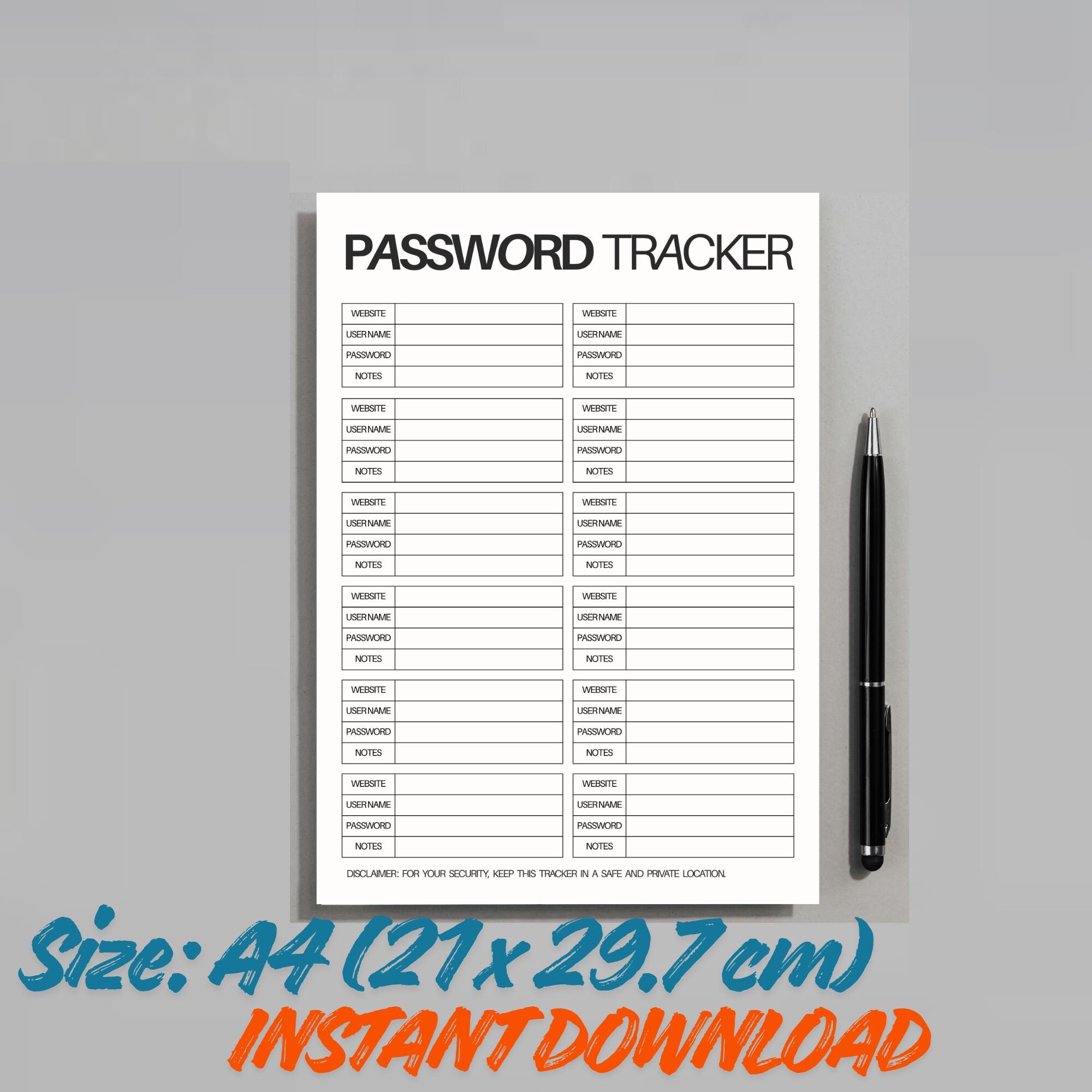 Minimalist Password Tracker Printable, Login Organizer (A4 PDF) - Etsy