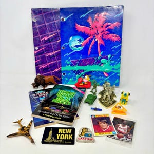 80s 90s Teen Boy Junk Drawer Lot Transformers Trapper Keeper Garfield TMNT Books