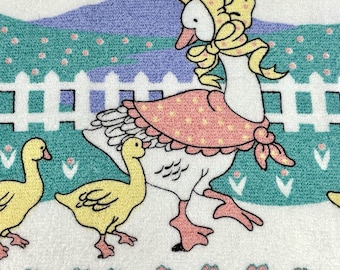 Strofinaccio vintage Cannon con motivo Mother Goose, stile country, anni '80, prodotto negli Stati Uniti, cottagecore, stile fattoria.