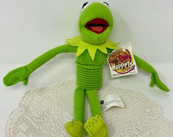 Vintage Slinky Pets Plush Kermit The Frog Window Cling Henson Muppets Nanco 1999