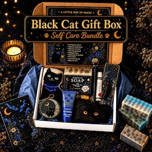 Black Cat Gift Box | Self Care Bundle for Cat Lovers | Celestial Cat Mom Gift | Ready to Gift with Free Shipping Bild 1