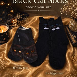 Black Cat Gift Box | Self Care Bundle for Cat Lovers | Celestial Cat Mom Gift | Ready to Gift with Free Shipping Bigger Socks