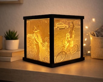 Personalized Lithophane Photo Lamp: Custom 3D Printed Night Light (Tealight Included)
