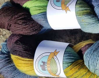 Hand Dyed Cashmere, Merino, Nylon fingering weight yarn, 435yds, 100g Sock yarn