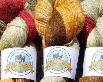 Hand Dyed Cashmere, Merino, Nylon fingering weight yarn, 435yds, 100g Sock yarn