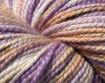 Hand dyed Merino and Silk yarn, worsted wt. 218 yards, 2 ply