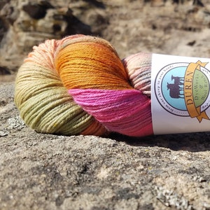 Hand Dyed Cashmere, Merino, Nylon fingering weight yarn, 435yds, 100g Sock yarn