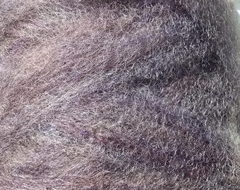 Hand Processed Border Leicester Alpaca Silk Roving, Natural-colored Fiber, 3.5 oz