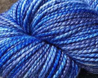 Hand dyed Merino and Silk yarn, worsted wt. 218 yards, 2 ply