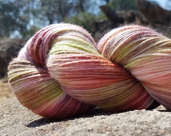 Hand Dyed Cashmere, Merino, Nylon fingering weight yarn, 435yds, 100g Sock yarn