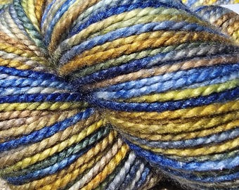 Hand dyed Merino and Silk yarn, worsted wt. 218 yards, 2 ply