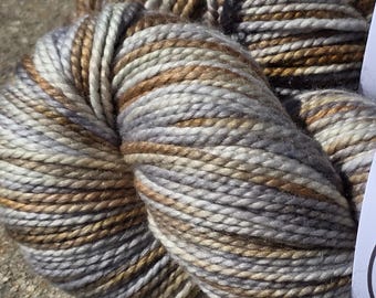 Hand dyed Merino and Silk yarn, worsted wt. 218 yards, 2 ply