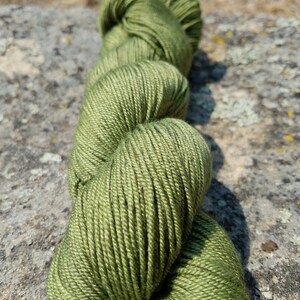 Hand Dyed yarn, Merino, Yak, Silk, 400 yrds, Fingering weight yarn, 3-ply, kettle dyed sock yarn image 4