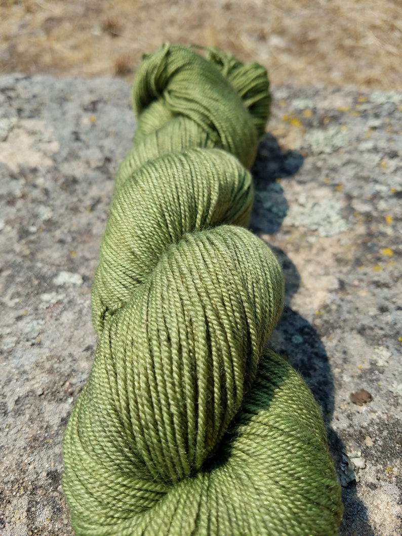 Hand Dyed yarn, Merino, Yak, Silk, 400 yrds, Fingering weight yarn, 3-ply, kettle dyed sock yarn image 4