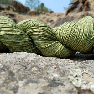 Hand Dyed yarn, Merino, Yak, Silk, 400 yrds, Fingering weight yarn, 3-ply, kettle dyed sock yarn image 3