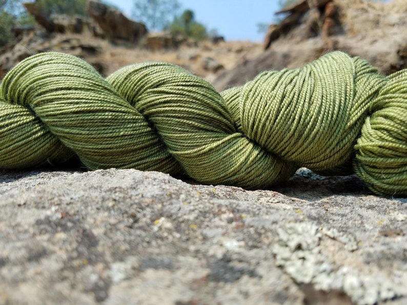 Hand Dyed yarn, Merino, Yak, Silk, 400 yrds, Fingering weight yarn, 3-ply, kettle dyed sock yarn image 3
