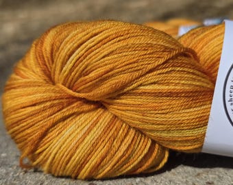 Hand Dyed BFL Sock Yarn: orange, Kettle Dyed 4ply, 438 yds