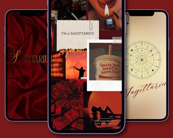 3 Sagittarius iPhone Wallpapers | Red Zodiac Lock Screen (Digital Download)