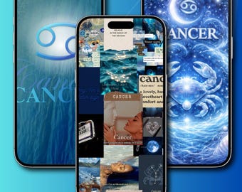 3 Cancer Zodiac iPhone Wallpapers | Blue Water Sign Lockscreen (Digital Download)