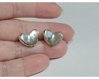 Silver tone Carolee heart post earrings