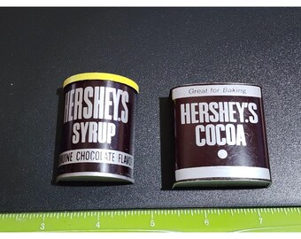 Pair Vintage Hersheys Chocolate Syrup and Cocoa Advertising Refridgerator Magnet