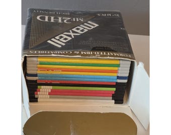 Vintage Box Of 14 Maxell & 3M 3.5" Used Labeled Floppy Disks