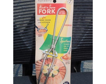 Vintage Chromium Kenberry Kook N Serve Meat Vegetable Fork
