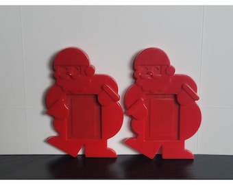 Tupperware Santa Picture Frames Magnetic Holiday Decor Set of 2