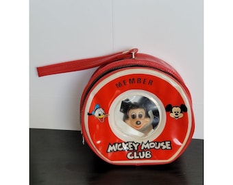 Vintage Mickey Mouse Club Member Case Round Coin Purse Novelty Bag