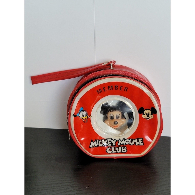 Vintage Mickey Mouse Club Member Case Round Coin Purse Novelty Bag image 1