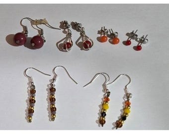 Lot of 5 various handmade Beaded earrings
