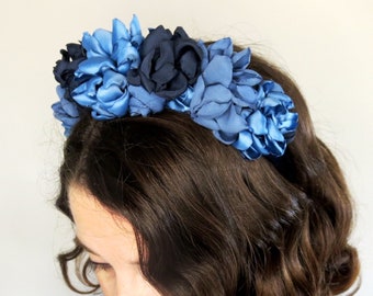 Blue Floral Headband, Crown