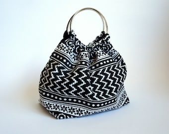 Clutch Cocktail bag, Geomoetric Black and white