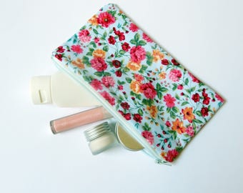 Zippered Purse, Vintage Flowers