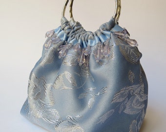 Cocktail Bag, Silver Blue beads