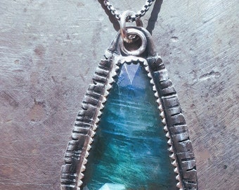 Rose Cut Labradorite Pendant - Silversmith - .925 Sterling Silver - Labradorite Necklace