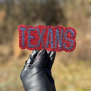 Parche de lentejuelas de los Texans, parche bordado con purpurina, parche para aficionados al fútbol americano, parche termoadhesivo o para coser, parche deportivo personalizado, aplique, parche personalizado para bricolaje