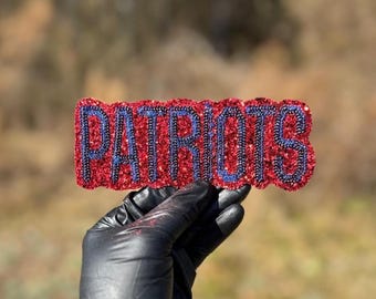 Patch de lantejoulas dos Patriots, patch bordado com glitter, patch para torcedor de futebol americano, patch termocolante ou para costurar, patch esportivo personalizado, aplique, faça você mesmo