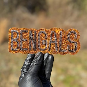 Parche de lentejuelas de los Bengals, parche bordado con purpurina, parche para aficionados al fútbol americano, parche termoadhesivo para coser o de equipo, parche deportivo personalizado, aplique, parche personalizado para bricolaje