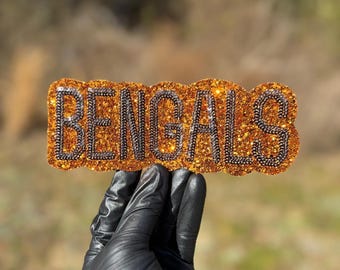 Patch de lantejoulas dos Bengals, patch bordado com glitter, patch para torcedor de futebol americano, patch termocolante ou para costurar, patch esportivo personalizado, aplique, faça você mesmo