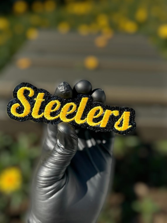 Steelers Glitter Embroidery Patch Iron On, Black Gold Team Patch, Sports Applique, Jacket Hat Patch, Football Fan Gear Patch