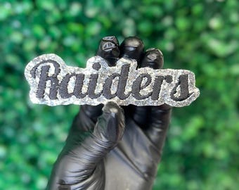 Patch bordado para jaquetas, moletons e blusas de moletom, inspirado nos Raiders, com glitter, para costurar ou passar a ferro.