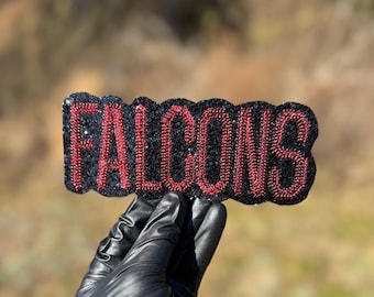 Patch de lantejoulas dos Falcons, patch bordado com glitter, patch para torcedor de futebol americano, patch termocolante ou para costurar, patch esportivo personalizado, aplique, faça você mesmo