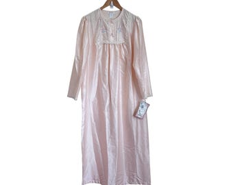 Barbizon knuffelskin vintage Shana nachthemd uit de jaren 70 maat S perzik geborduurd kant