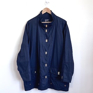 Vintage Ralph Lauren Womens Field Jacket 3X Gingham Turn-Lock Nautical Canvas