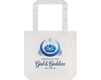 Unleash the God & Goddess Within Tote Bag | Lotus Moon Spiritual Cotton Tote
