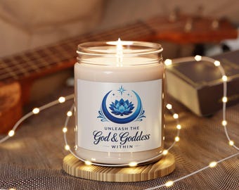 God & Goddess Lotus Logo Candle, Soy Candle 9oz | Spiritual Aromatherapy