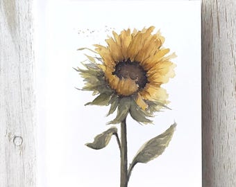 Watercolor Sunflower Card | Hand-Painted Floral Stationery
